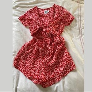 Princess Polly red floral tie romper